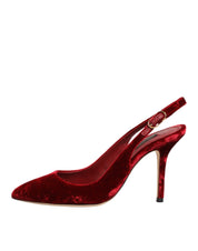 Red Suede High Heels Slingbacks Sandals Shoes