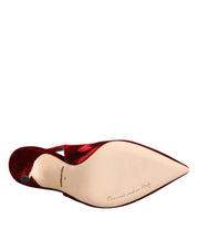 Red Suede High Heels Slingbacks Sandals Shoes