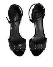 Black Studded Ankle Strap Sandals Shoes
