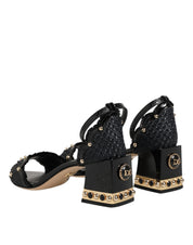 Black Studded Ankle Strap Sandals Shoes