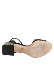 Black Studded Ankle Strap Sandals Shoes