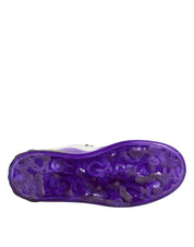 White Purple Leather Low Top Sneaker Shoes
