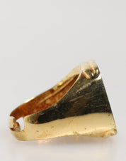 Gold-Tone Real Brass Black Enamel "J" Adjustable Rings