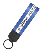 White Blue Logo Polyester PVC Holder Keychain Keyring