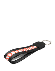 Black Logo Polyester Silver Brass Holder Keychain Keyring