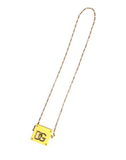 Yellow DG Logo Plaque Cover Gold Chain Airpods Case
