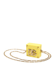 Yellow DG Logo Plaque Cover Gold Chain Airpods Case