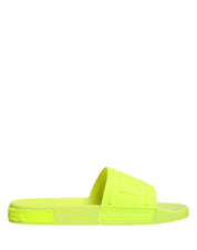 Dolce & Gabbana Green Rubber Slides Sandals Beachwear Shoes