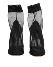 Black Nylon Stretch Mesh Sock Boots  Shoes