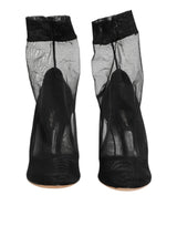 Black Nylon Stretch Mesh Sock Boots  Shoes