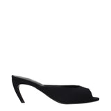 Black Fabric Flat Sandals