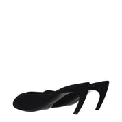 Black Fabric Flat Sandals