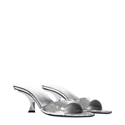 Gray Leather Flat Sandals