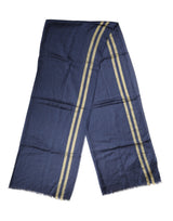 Blue Cashmere Neck Wrap Shawl Fringes Scarf