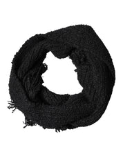 Black Cashmere Knit Shawl Fringes Scarf