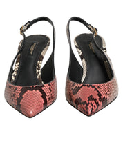 Multicolor Leather Heels Slingback Shoes