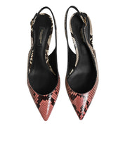 Multicolor Leather Heels Slingback Shoes