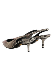 Multicolor Leather Heels Slingback Shoes