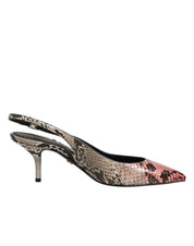 Multicolor Leather Heels Slingback Shoes
