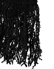 Dolce & Gabbana Black Wool Fringes Neck Wrap Foulard Scarf Dolce & Gabbana