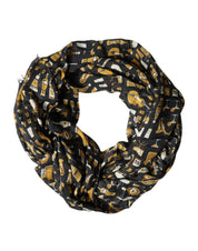Black Jazz Club Print Neck Wrap Shawl Scarf
