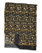 Dolce & Gabbana Black Jazz Club Print Neck Wrap Shawl Scarf Dolce & Gabbana