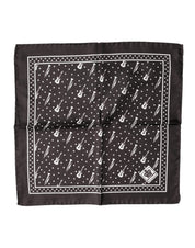 Dolce & Gabbana Black Guitar Trumpet Men Handkerchief Scarf