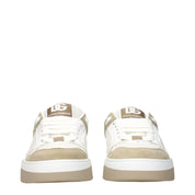 White Fabric Low Top Sneakers