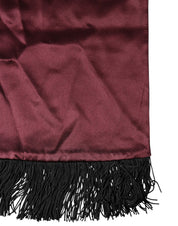 Maroon Silk Satin Fringes Neck Foulard Scarf