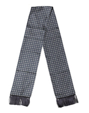 Dolce & Gabbana Blue Patterned Fringes Neck Foulard Scarf