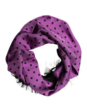 Violet Polka Dot Fringes Neck Foulard Scarf