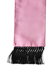 Pink Silk Fringes Neck Wrap Foulard Scarf
