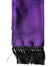 Violet Silk Fringes Neck Wrap Foulard Scarf