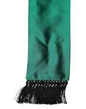 Green Silk Fringes Neck Wrap Foulard Scarf