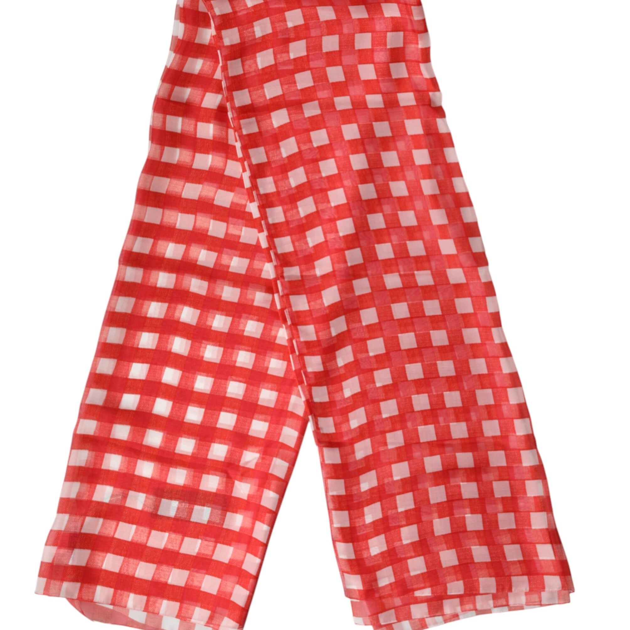 Dolce & Gabbana Red Checkered Stole Neck Wrap Shawl Scarf Dolce & Gabbana