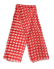 Dolce & Gabbana Red Checkered Stole Neck Wrap Shawl Scarf Dolce & Gabbana