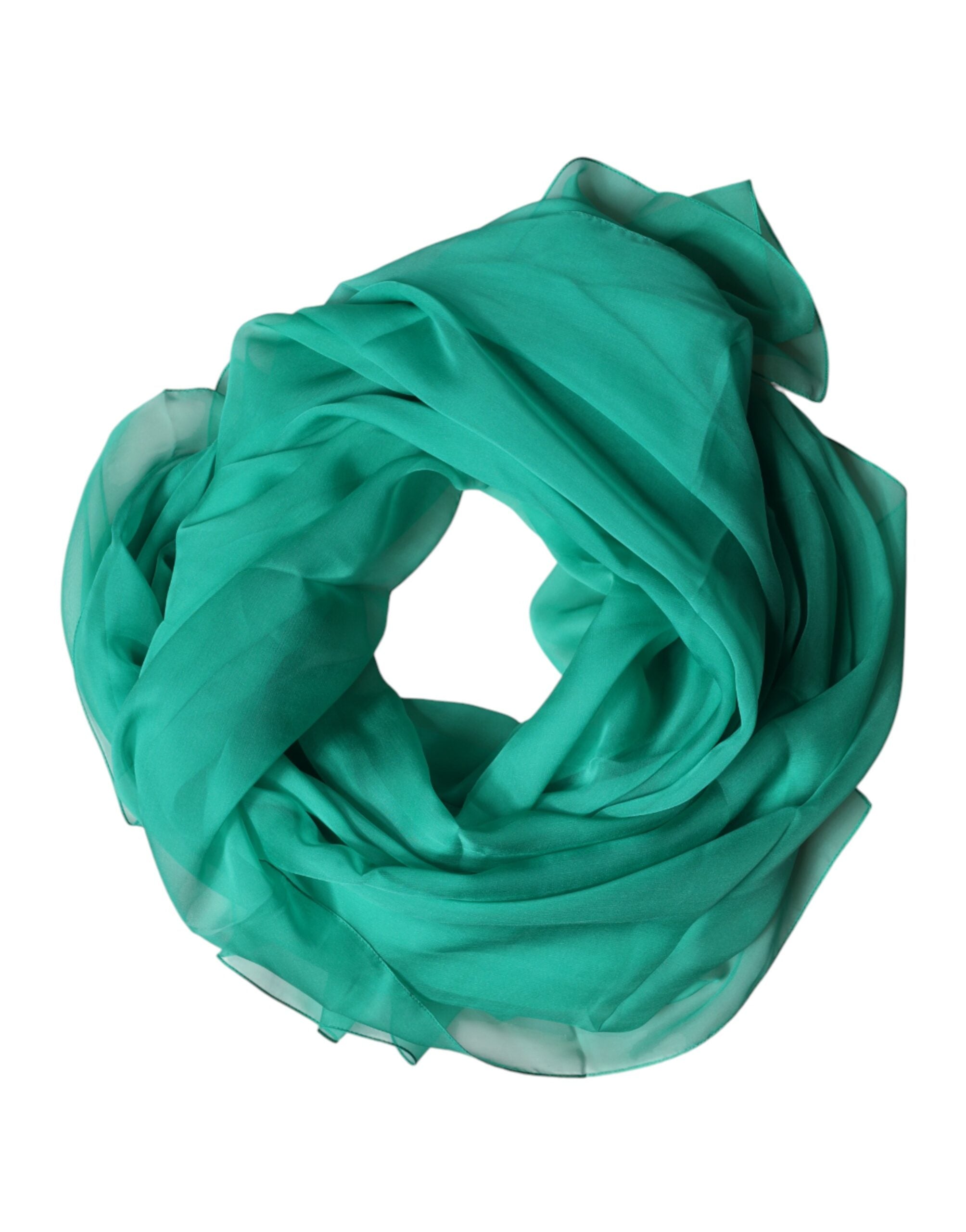 Dolce & Gabbana Green Stole Silk Neck Wrap Shawl Scarf Dolce & Gabbana