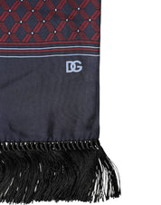 Maroon Patterned Fringes Wrap Foulard 138cm x 15cm Scarf