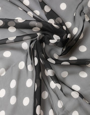 Black Polka Dot Silk Neck Wrap Shawl 205cm x 137cm Scarf