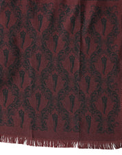Maroon Patterned Silk Wrap Foulard Men 133cm x 22cm Scarf