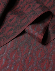 Maroon Patterned Silk Wrap Foulard Men 133cm x 22cm Scarf