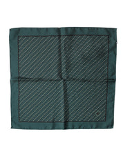 Dolce & Gabbana Dark Green Silk Patterned Handkerchief 32cm x 31cm Scarf