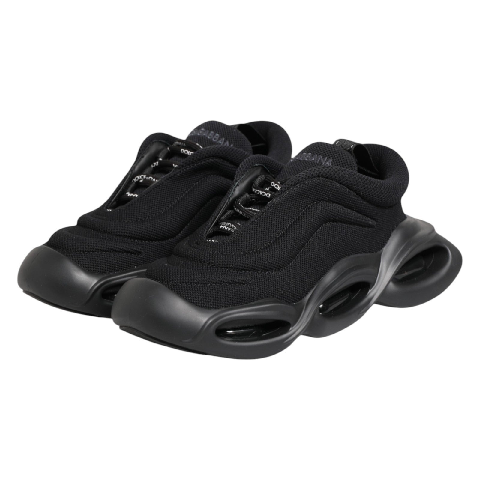 Dolce & Gabbana Black Slip On Low Top Wave Sneakers Shoes Dolce & Gabbana