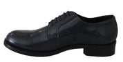 Blue Leather Derby Dress Formal Shoes