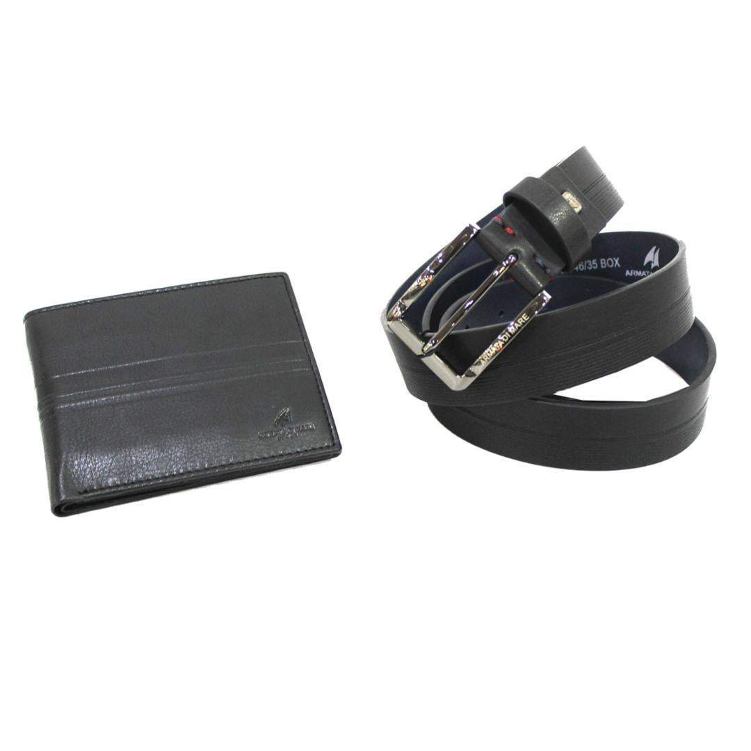IDK994 Set uomo cintura e portafoglio Armata di Mare Nero 0000000226