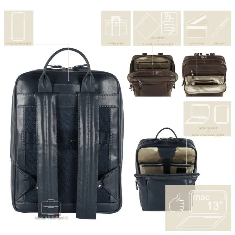 BORSA ZAINO PELLE 2MM FABIANA ACCIAIO