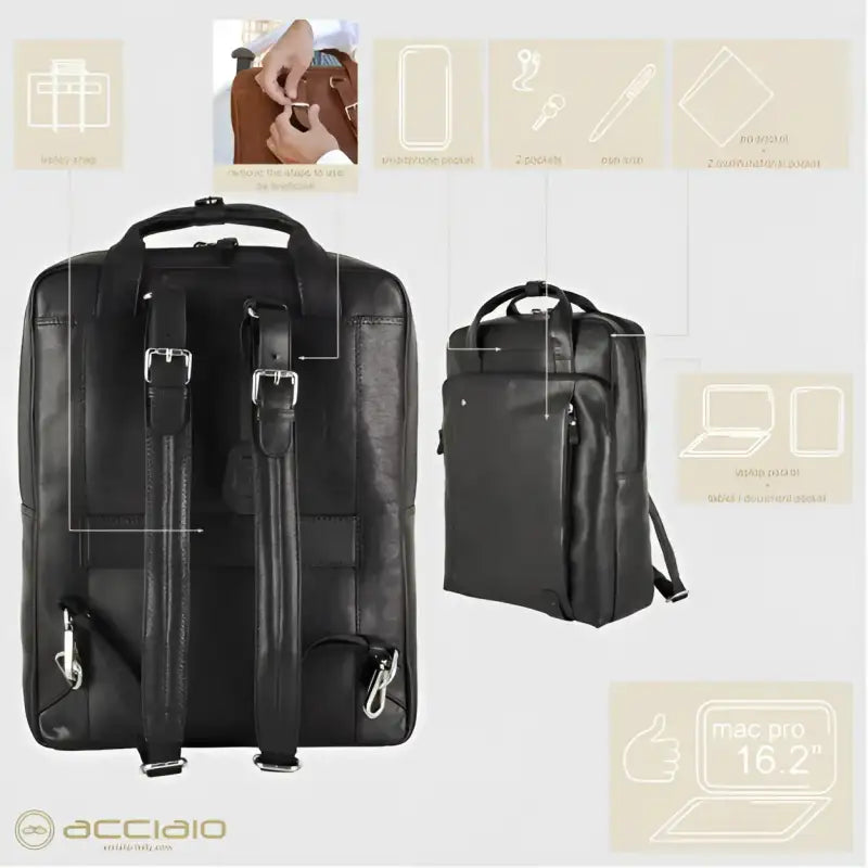BORSA ZAINO PELLE 2MM FABIANA ACCIAIO