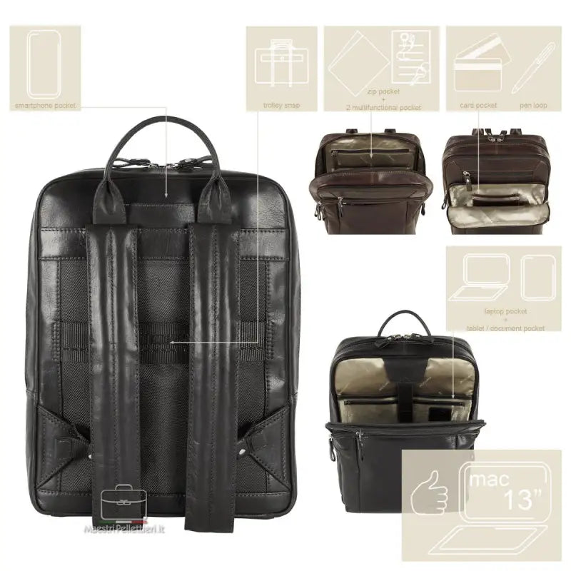 BORSA ZAINO PELLE 2MM FABIANA ACCIAIO