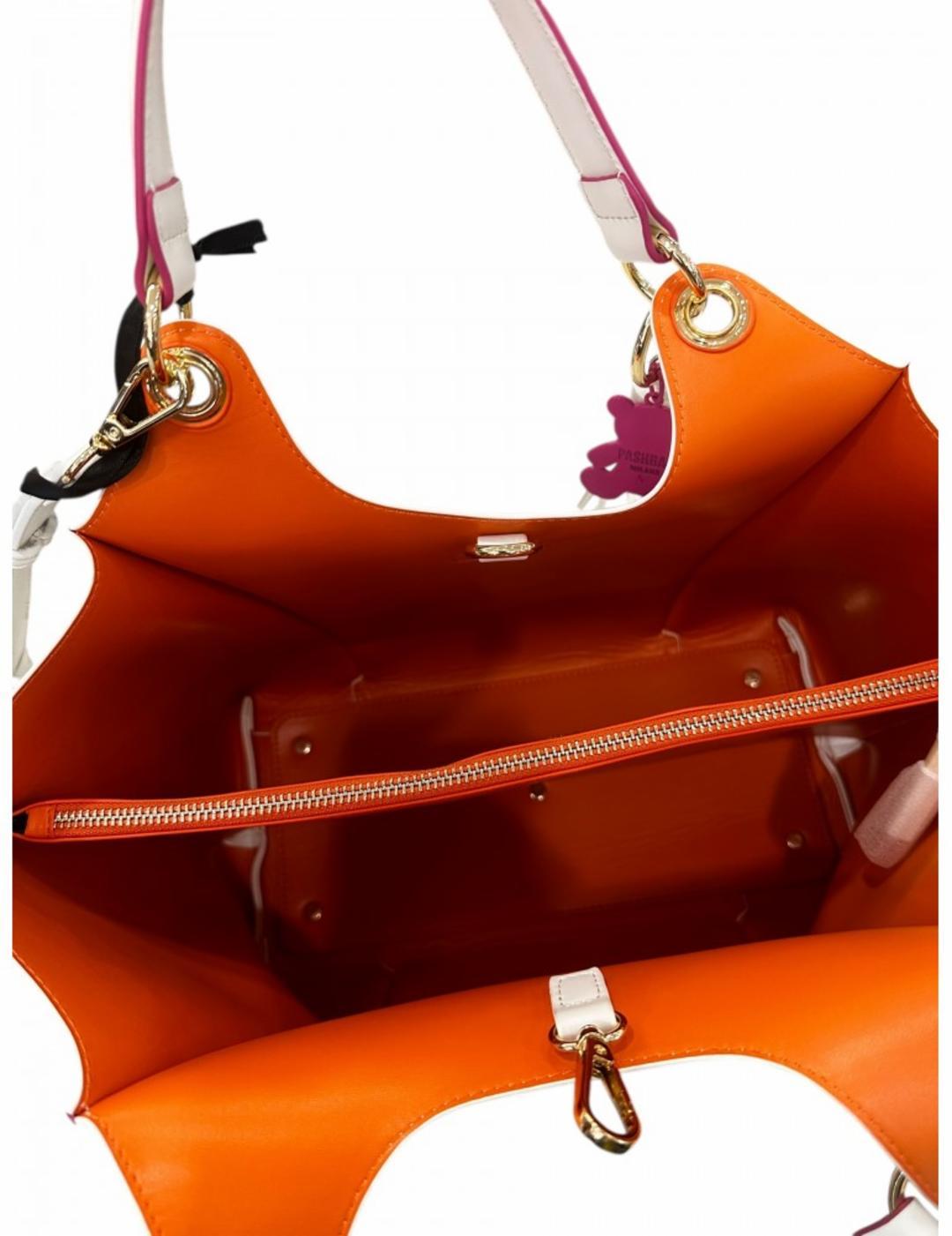 17437-ILL-S5B BORSA A SPALLA Pash Bag Bianco/Cuoio 0000000442