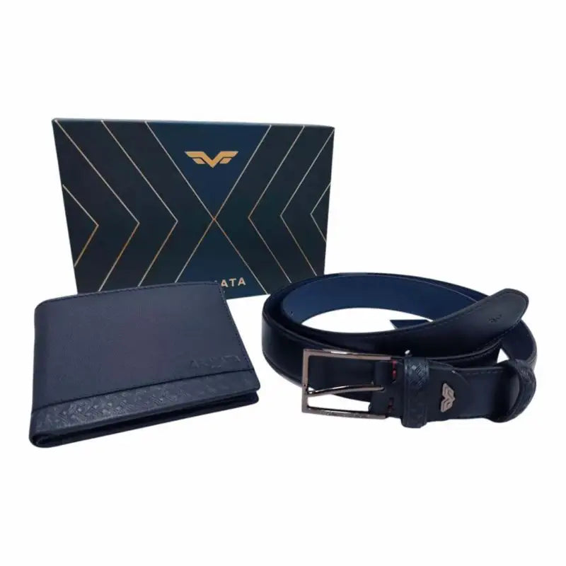 IDK994 Set uomo cintura e portafoglio Armata di Mare Blu 0000000226 - UNICA / Blu - Set uomo cintura e portafoglio